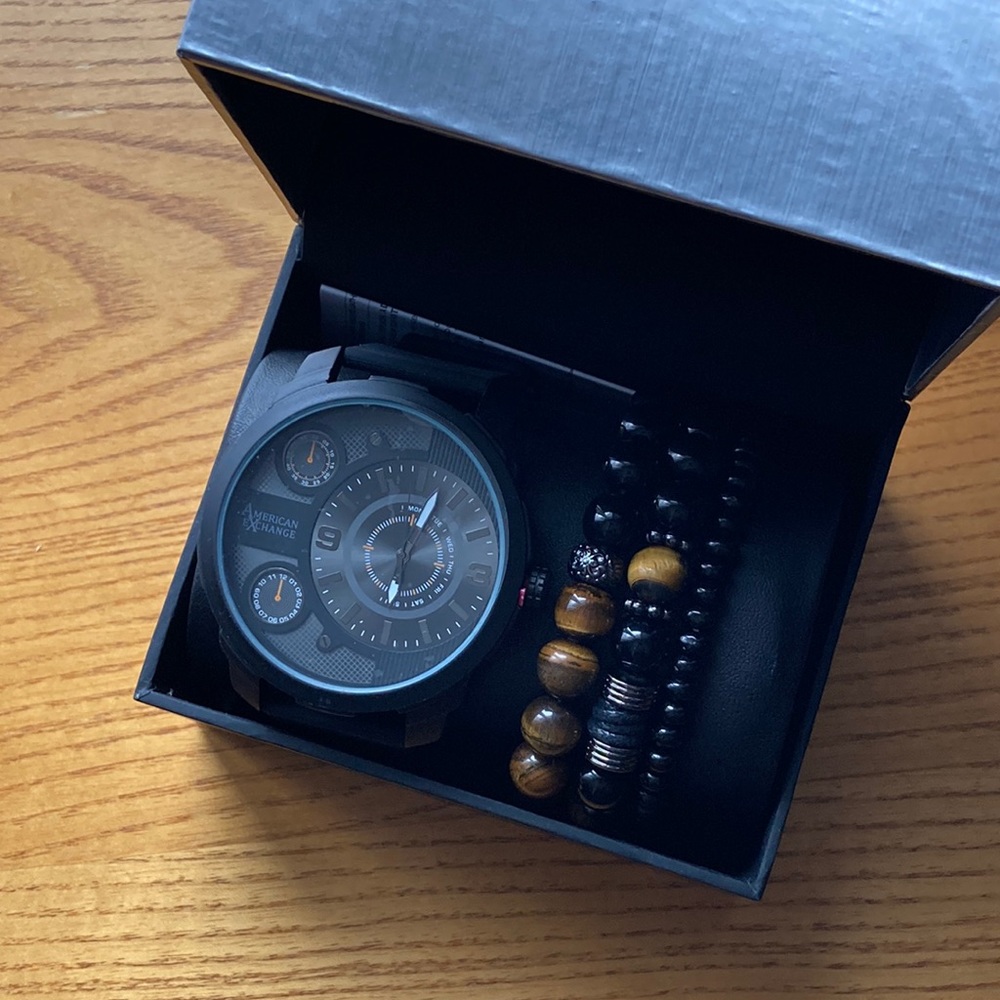 American Exchange Men’s Watch & Bracelet Set